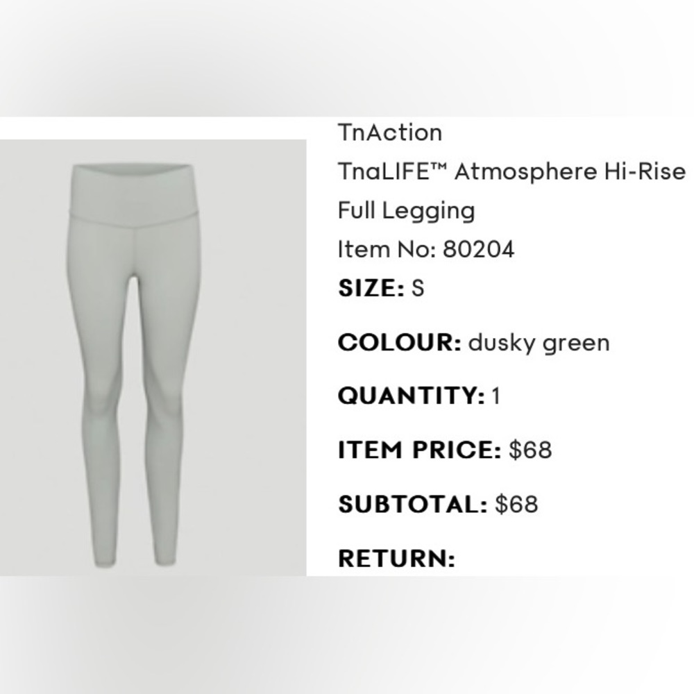 Tna leggings dusky green small